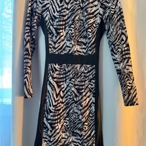 Kardashian Kollection Black and White Animal Print Dress